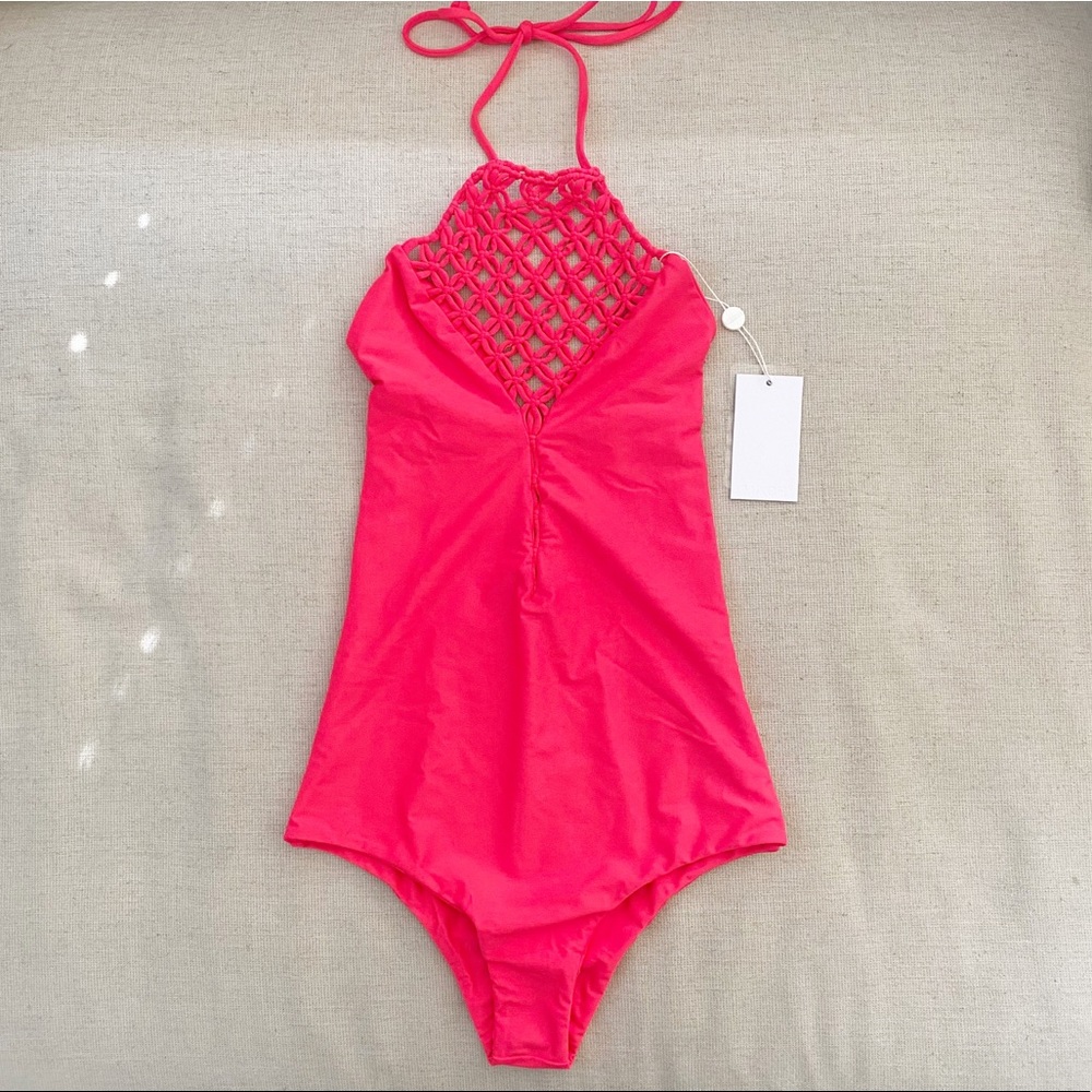 NWT MIKOH Avalon Macrame Halter One Piece Swimsuit